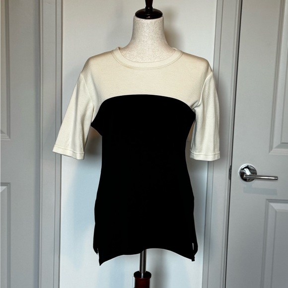 Proenza Schouler White Label - Black and Cream Short Sleeve Top - Picture 2 of 10